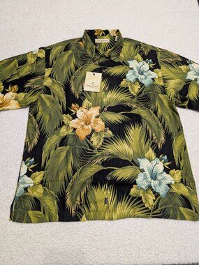 Tommy Bahama Silk Shirt Men’s XL Special Rum Camp Tropical Hawaiian NWT Button-U
